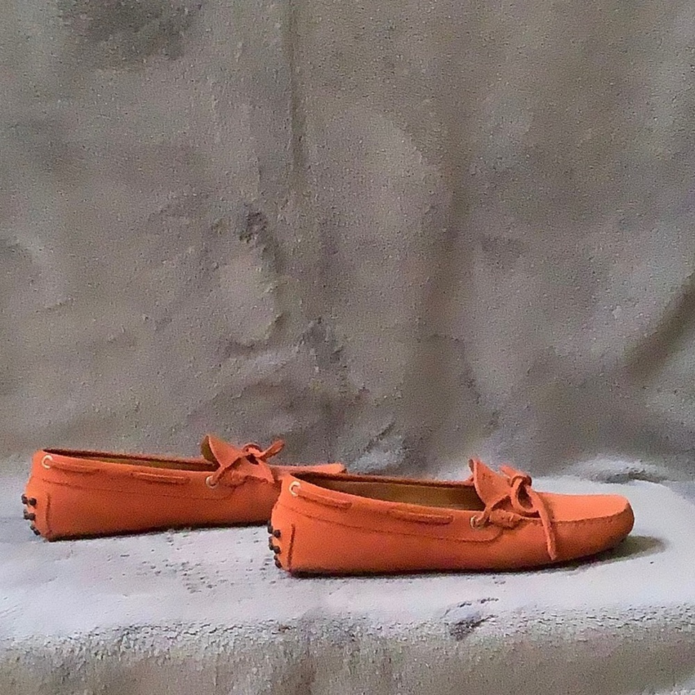 TOD'S Moccasin Suede Driving Loafers Burnt Orange Size 37 - Picture 8 of 14